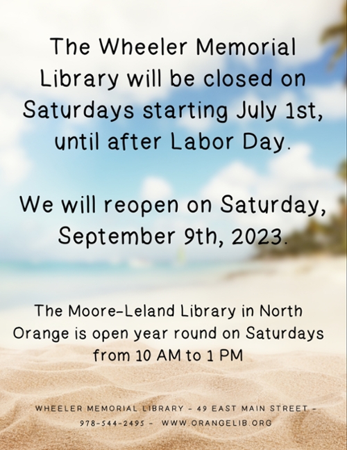 Wheeler Memorial Library CLOSED for Summer
